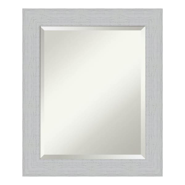 Amanti Art Shiplap White 20.25 in. x 24.25 in. Beveled Rectangle Wood Framed Bathroom Wall Mirror in White