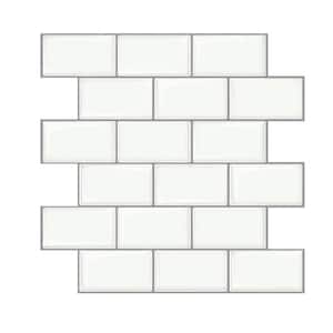 10 in. x 11.8 in. White with Gray Grout Thick Vinyl Peel and Stick Backsplash Tiles for Kitchen (20-Pack/16.39 sq. ft.)