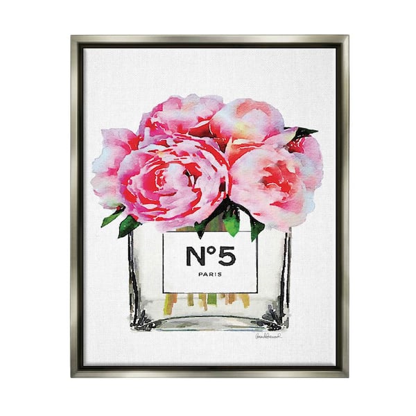 The Stupell Home Decor Collection Glam Paris Vase with Pink Peony by Amanda Greenwood Floater Frame Nature Wall Art Print 17 in. x 21 in.