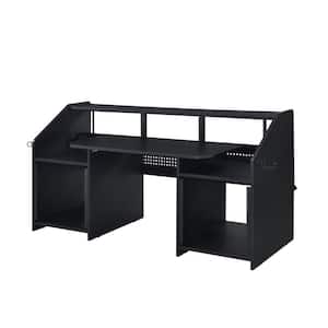 71 in. Rectangular Black Manufactured Wood Computer Desk