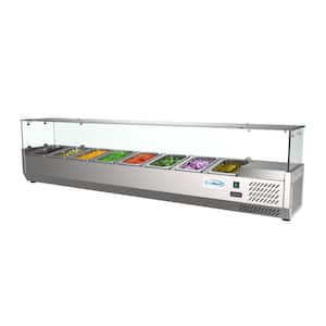 71 in. W 8-Pan 1 cu. ft. Commercial Countertop Refrigerator Condiment Prep Station in Stainless Steel