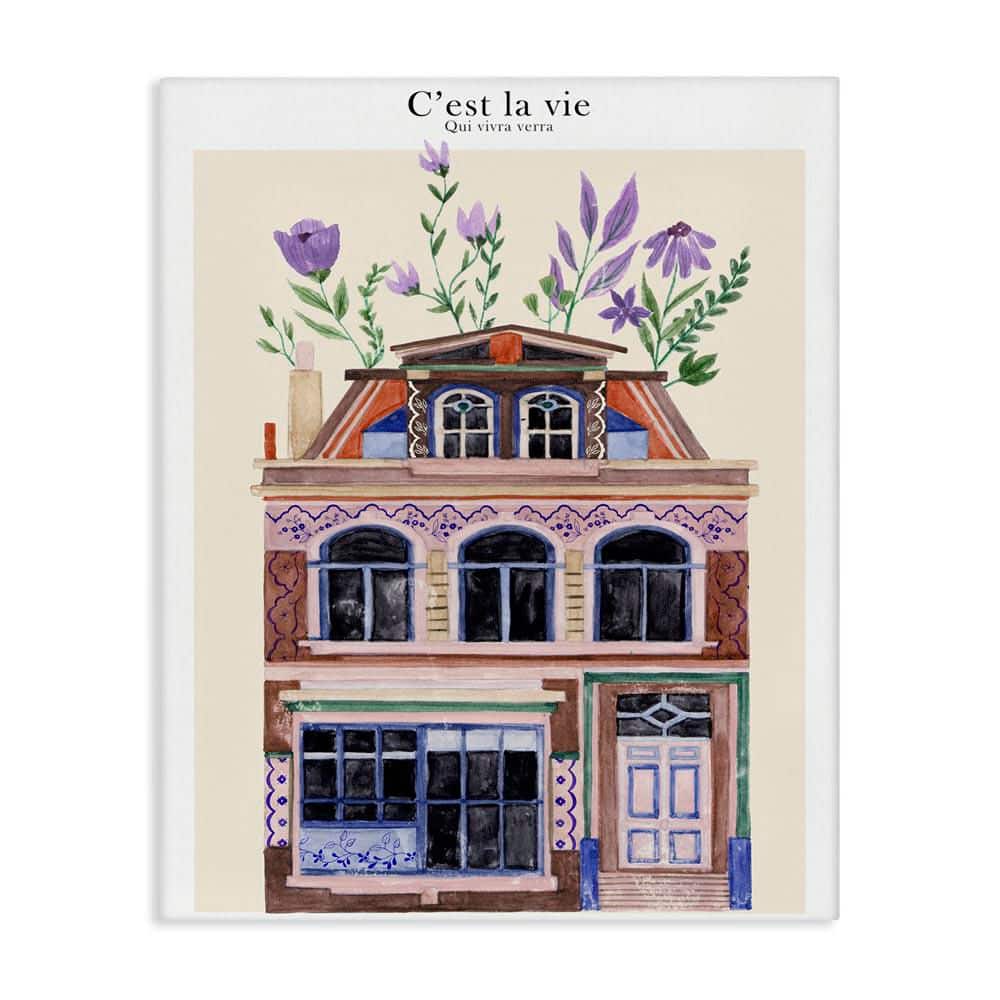 Town Architecture with Blooms by Melissa Wang Unframed Architecture Graphic Art Print 48 in. x 36 in. price history on PriceWatchPro
