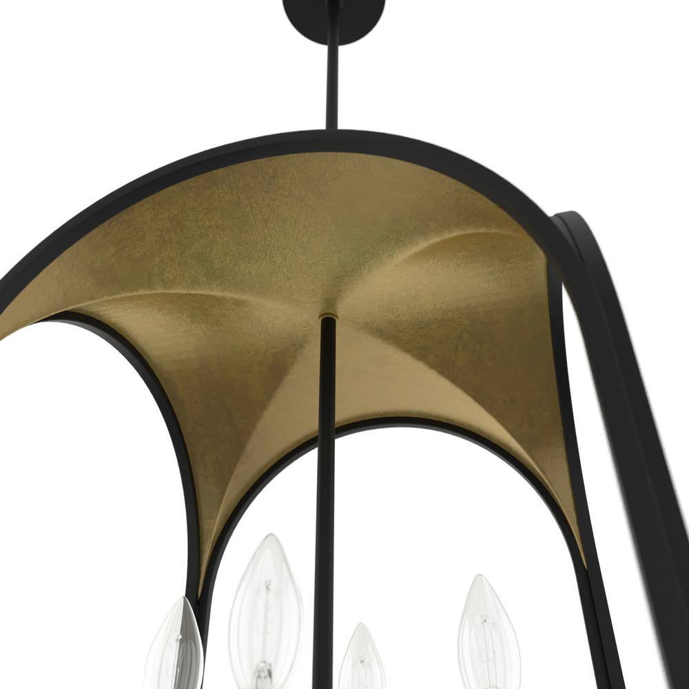 Dukestown Mini 4-Light Lantern Pendant in Black and Gold Leaf