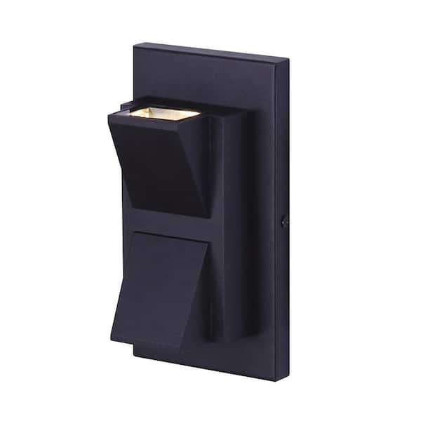 CANARM Lane Black LED Outdoor Wall Sconce Light with Clear Glass