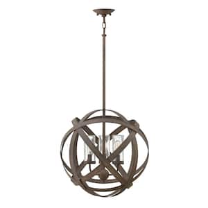 Carson 3-Light Vintage Iron Low Voltage Outdoor Hanging Orb Chandelier