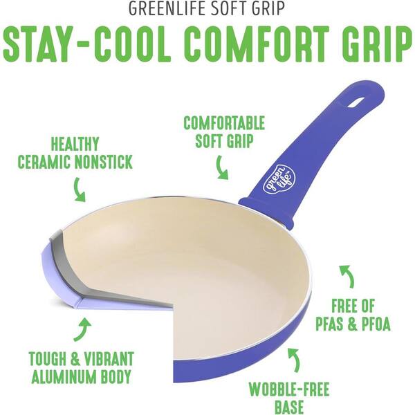 GreenLife Soft Grip 16 Piece Ceramic Non-Stick Cookware Set - Blue