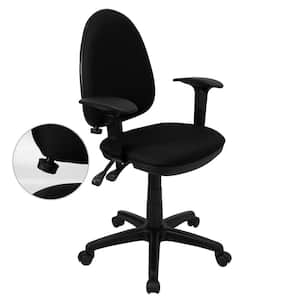 Mid-Back Black Fabric Multi-Functional Swivel Task Chair with Adjustable Lumbar Support and Height Adjustable Arms