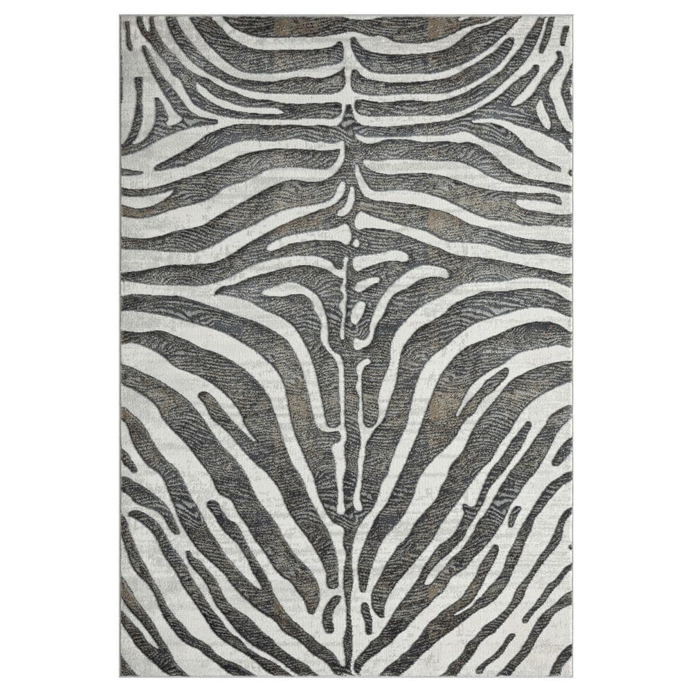 Nova Grey 6 ft. x 9 ft. Abstract Polyester Area Rug