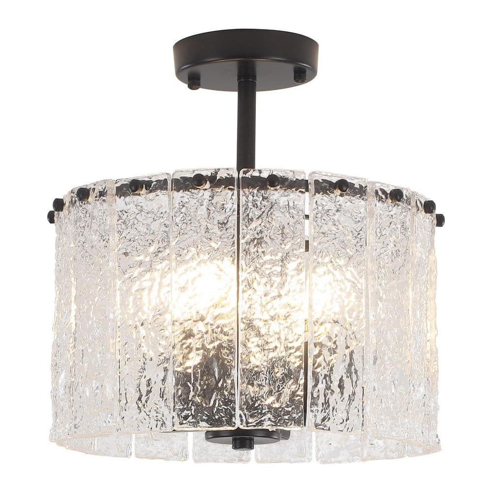 12.5 in. 4-Light Black Modern Semi Flush Mount Ceiling Light for Kitchen Island with Clear Glass Drum Shades price history on PriceWatchPro