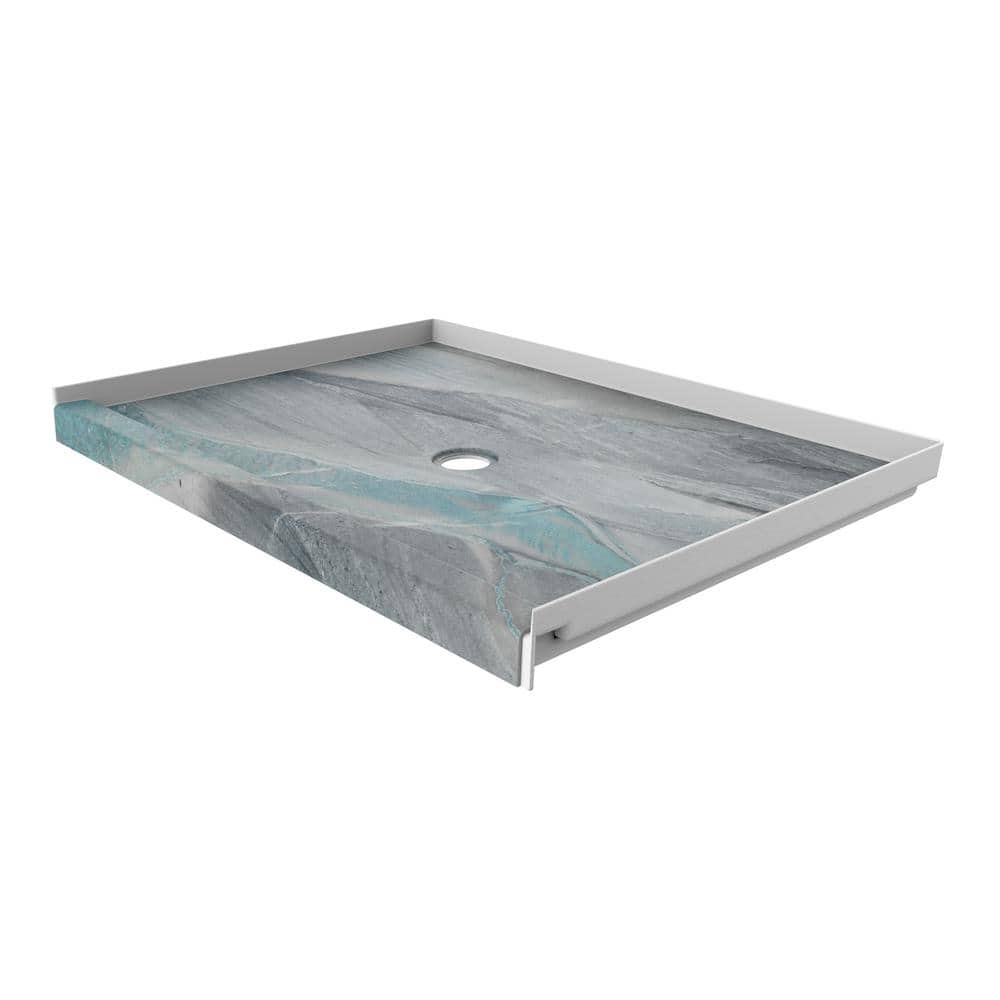 Triton Gray Stone-Look 48" x 34" Shower Base with Center Drain