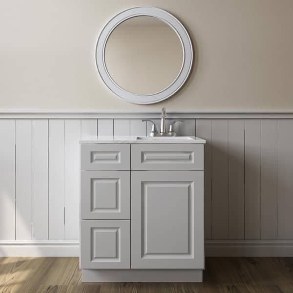 Newport 30-in W X 21-in D X 34.5-in H in Raised PanelDove Plywood Ready to Assemble Vanity Base Kitchen Cabinet