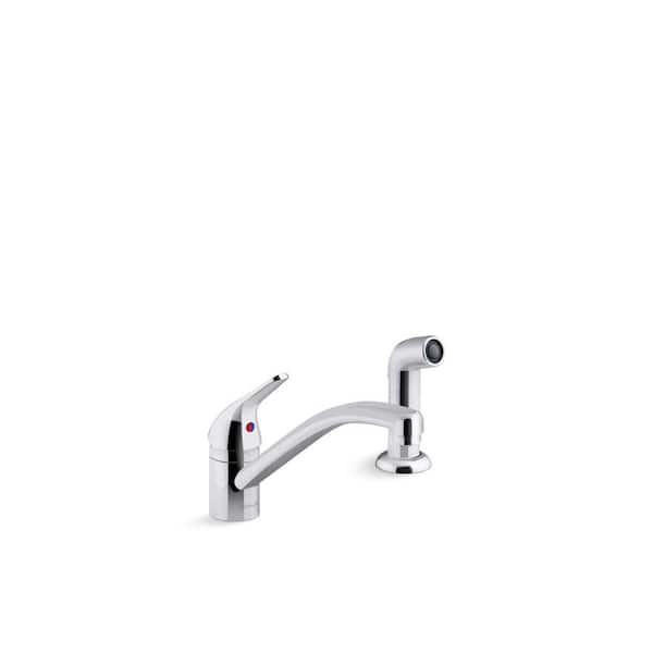 KOHLER Jolt Single Handle Standard Kitchen Faucet with Pull Out Spray Wand in Polished Chrome
