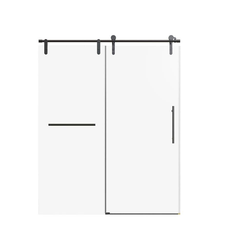 60 in. W x 76 in. H Single Sliding Frameless 5/16 in. SGCC Clear Tempered Glass Shower Door in Matte Black price history on PriceWatchPro