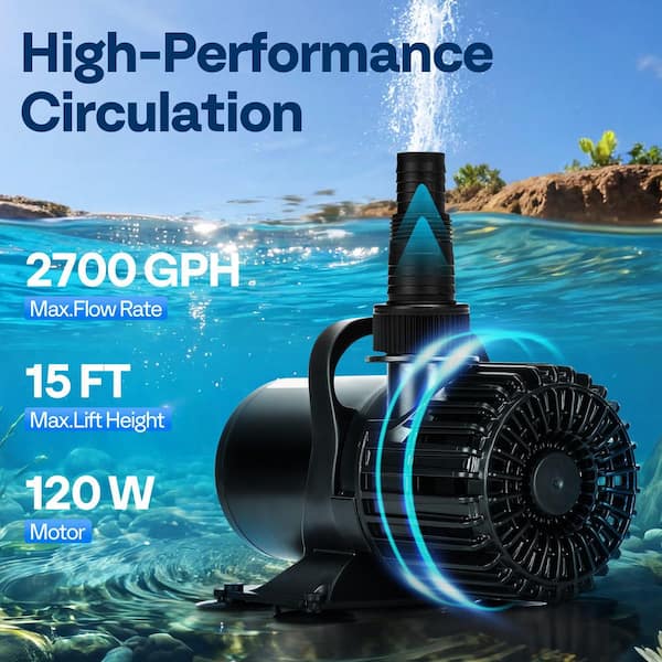 VIVOHOME Electric 120-Watt 0.16 HP 2700GPH Submersible Water Pool