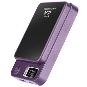 2 In 1 Magnetic Wireless Power Bank 10000mAh PD20W Fast Charger in Purple for IOS Phones