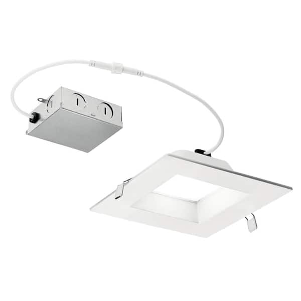 KICHLER Direct to Ceiling Integrated LED 6 in. Square Canless Recessed Light for Bathroom Baffle White 2700K 1 Pack DLRC06S2790WHT The Home Depot