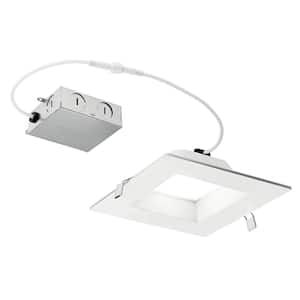 Direct-to-Ceiling Integrated LED 6 in. Square Canless Recessed Light for Bathroom Baffle White 2700K (1-Pack)