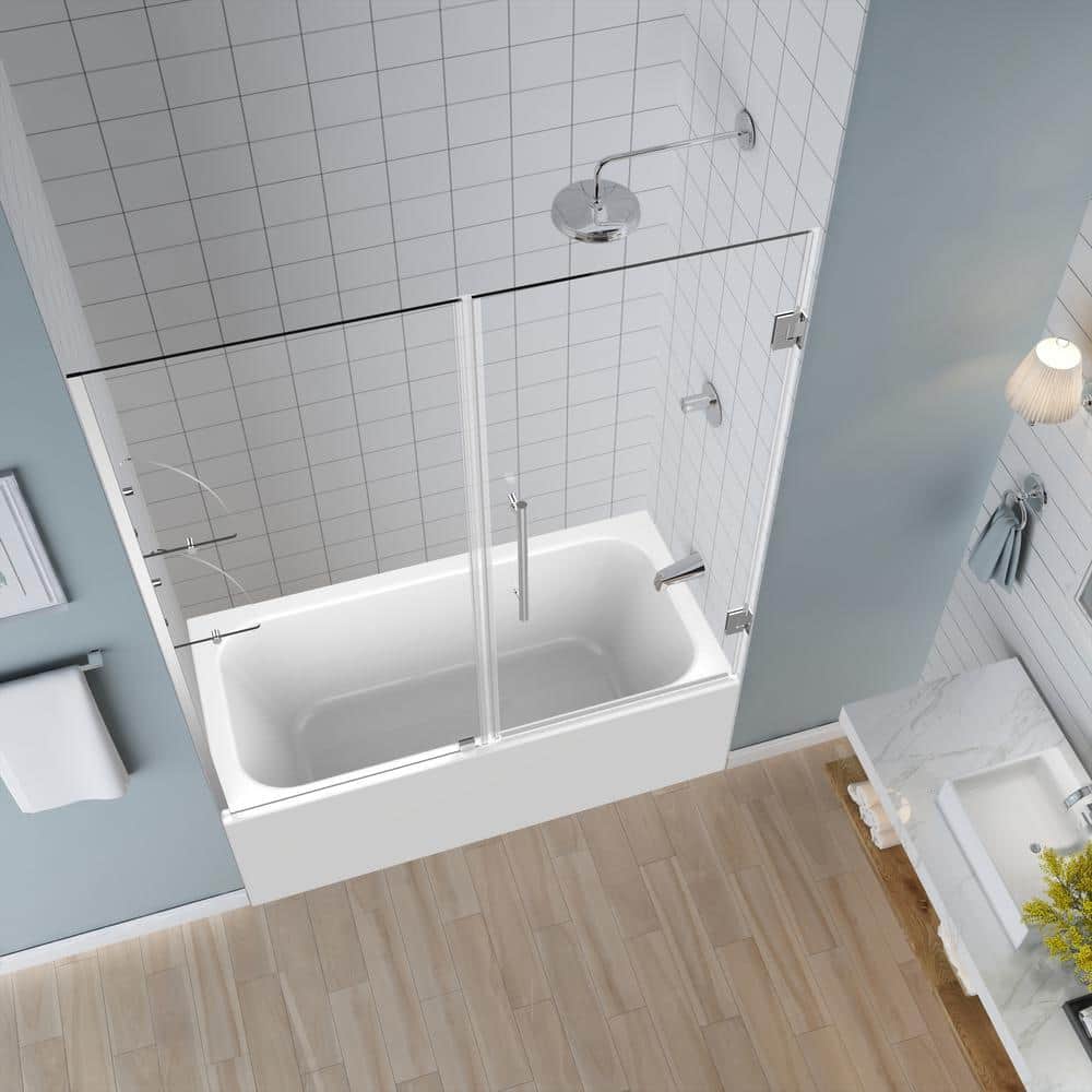 Belmore 60'' x 60'' Frameless Clear Tempered Glass Tub Door