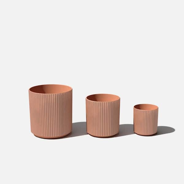 Demi Round Terracotta Plastic Planter Bundle (12 in. 16 in. 20 in.)