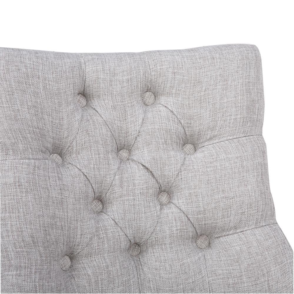 Light Gray Linen Upholstered Wood Side Chair