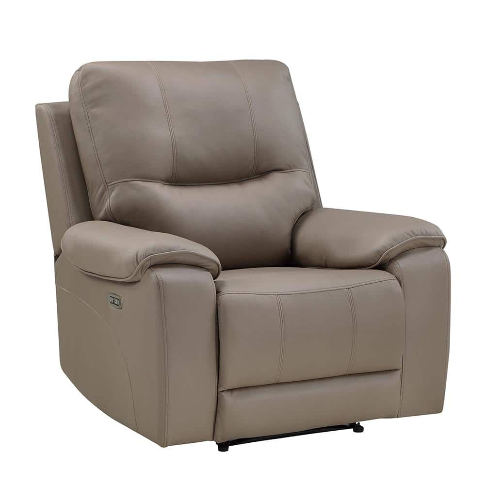 Boise Taupe Polished Microfiber Power Recliner with Power Headrest and USB 