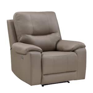 Boise Taupe Polished Microfiber Power Recliner with Power Headrest and USB port