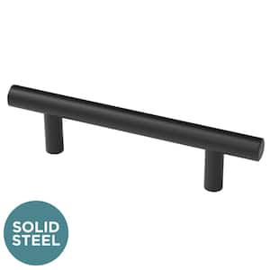 Solid Bar 3-3/4 in. (96 mm) Modern Matte Black Cabinet Drawer Bar Pull