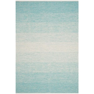 Montauk Turquoise/Ivory 4 ft. x 6 ft. Striped Distressed Geometric Area Rug