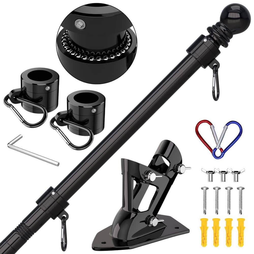 6 ft. Black Stainless Steel Flagpole Kit with Bracket, Tangle Free Rings, Carabiners and Top Ball for Outside price history on PriceWatchPro