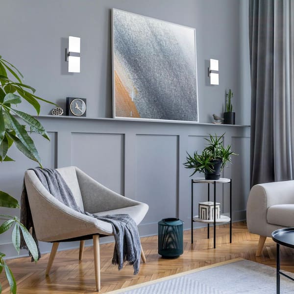 Roland 12 in. 2-Light Black Dimmable Wall Sconce with Acrylic Diffuser