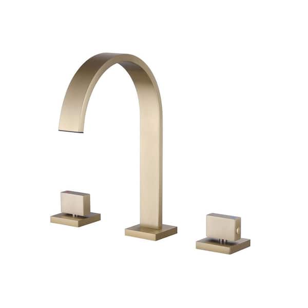 FORCLOVER 8 in. Widespread Double Handle Bathroom Faucet in Brushed Gold (1-Pack)