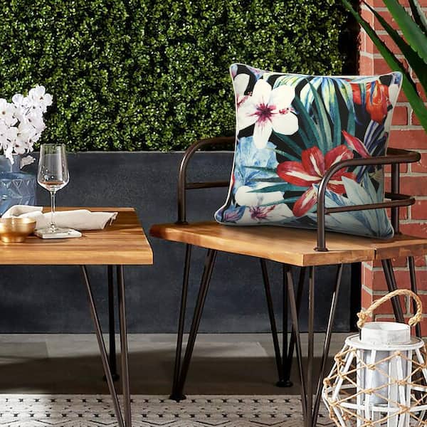 Habitat 18 in. L x 18 in. W Flora Outdoor Tropical Floral Print Throw Pillow