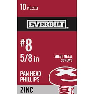 #8 x 5/8 in. Phillips Pan-Head Sheet Metal Screws (10-Piece per Pack)