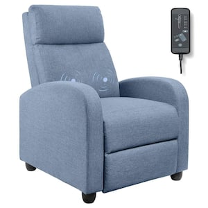 Blue Fabric Recliner Chair Home Theater Recliner with Padded Seat and Massage Backrest