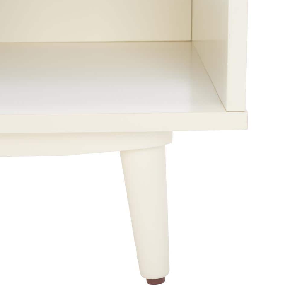 Nordic Natural Acacia Bench with Linen Cushion and Open Shelves