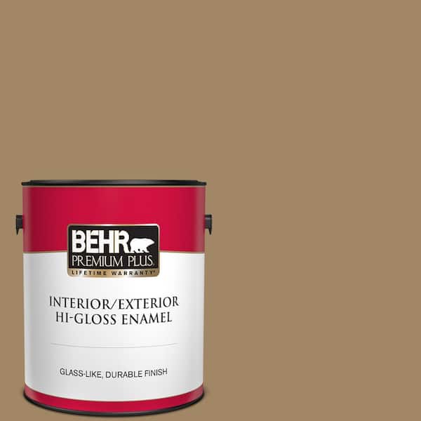 BEHR PREMIUM PLUS 1 gal. Home Decorators Collection #HDC-NT-28 Soft Bronze Hi-Gloss Enamel Interior/Exterior Paint