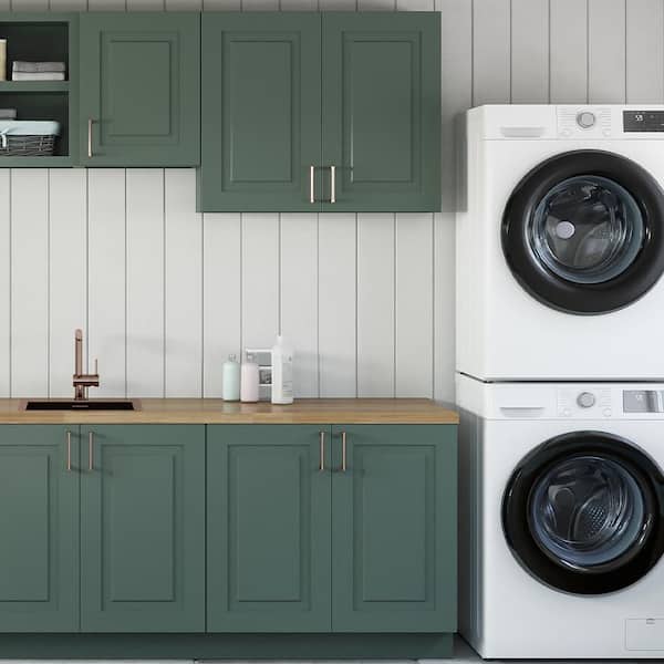 Greenwich Valencia Blue 30 in. H x 18 in. W x 12 in. D Plywood Laundry Room Wall Cabinet with 2-Shelf