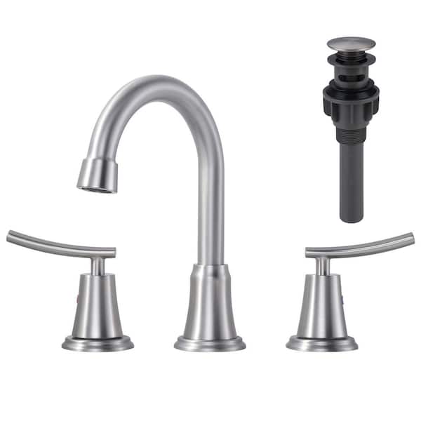 ARCORA 8 in. Widespread Double Handle Bathroom Faucet in Brushed Nickel