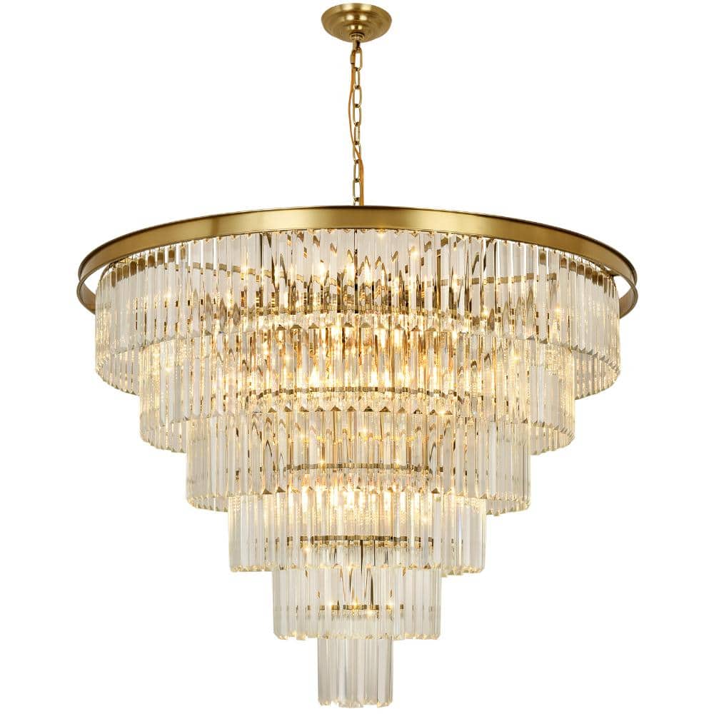 39.3 in. Modern Brass Chandelier for Living Room, Entryway, 6-Tier Luxurious Pendant Light price history on PriceWatchPro