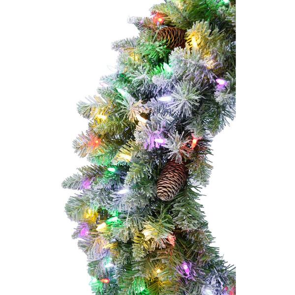 Costway 30  Pre-lit Artificial Christmas Wreath w/Dry Straw Bow & Pine  Cones CM23617 - The Home Depot