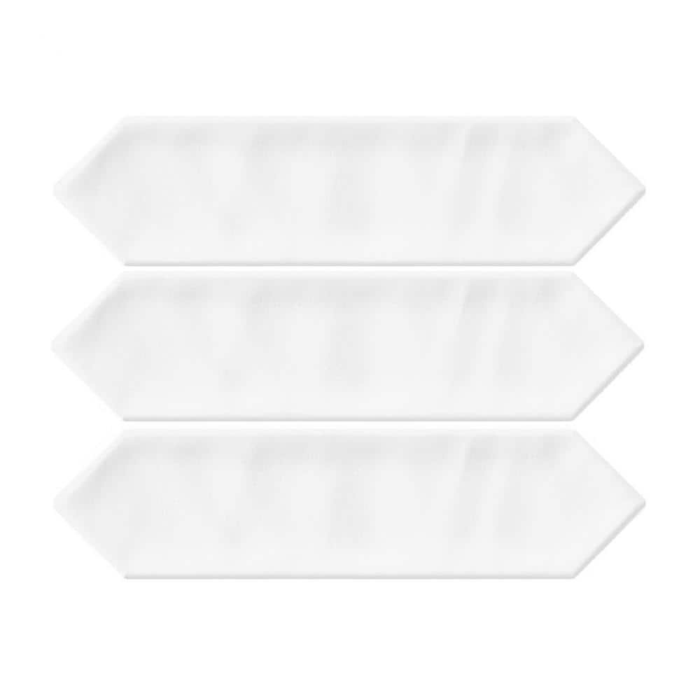 Glossy White Ceramic Picket Subway Wall Tile 3" x 12"