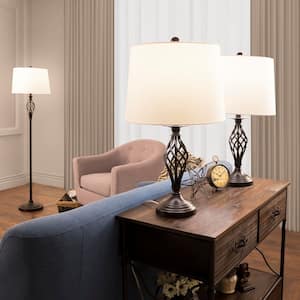 60 in. Black Spiral Lamp Set (3-Piece)