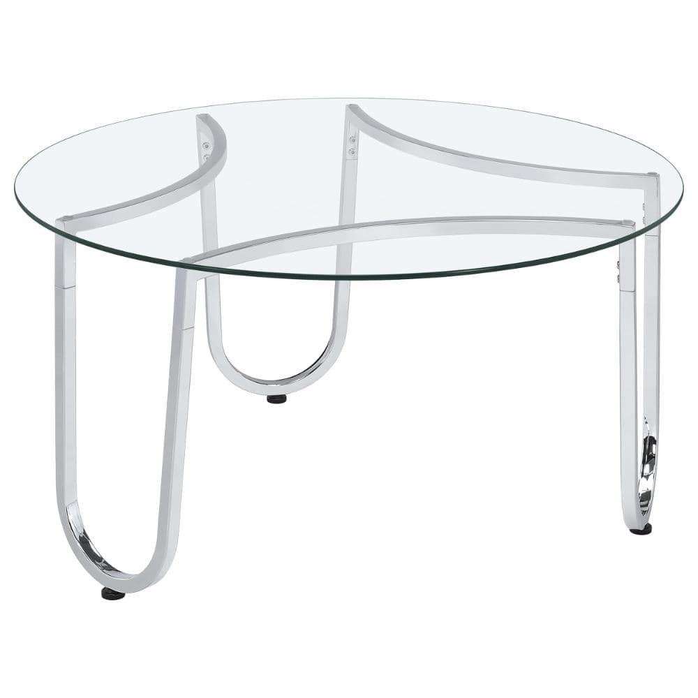 Beller Round Tempered Glass Top Cocktail Coffee Table Chrome price history on PriceWatchPro