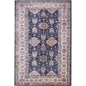 Fulton Navy 2 ft. x 3 ft. Medallion Traditional Area Rug