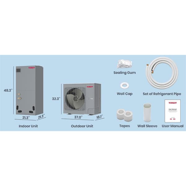 Tosot 36,000 BTU Ducted Central AC Heat Pump System, 3 Tons
