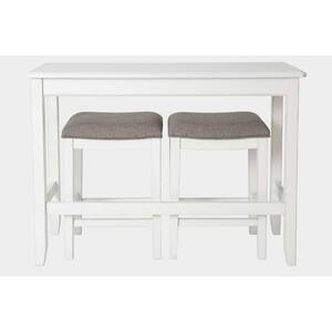 Shelly 36.5 in Distressed White Backless Wood Frame With Fabric Seat