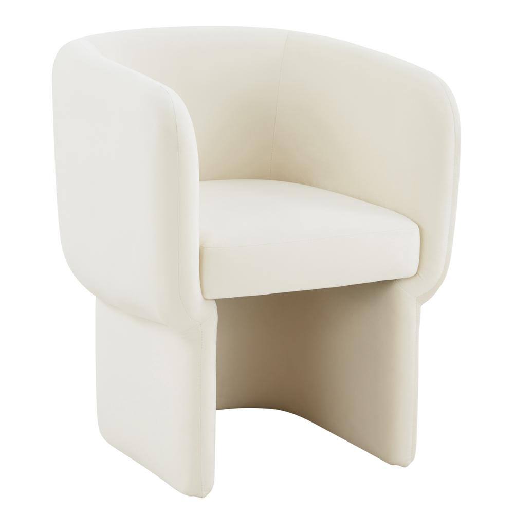 Cream Velvet Upholstered Barrel Back Dining Chair