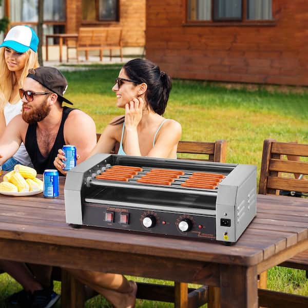 12 Hot Dog Roller 5 Rollers, Stainless Steel Cooker 750W, Dual Temp Control, Removable Tray Commerical, Speacialty Grill