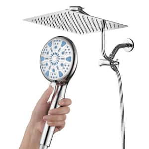 Rainfull 9-Spray 12 in. Wall Mount Dual Shower Head and Handheld Shower Head in Chrome