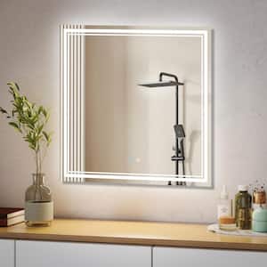 36 in. W x 36 in. H Rectangular Frameless Anti-Fog Touch Control Wall Mounted LED Light Bathroom Vanity Mirror in Silver